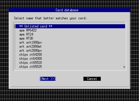 xf86cfg card database