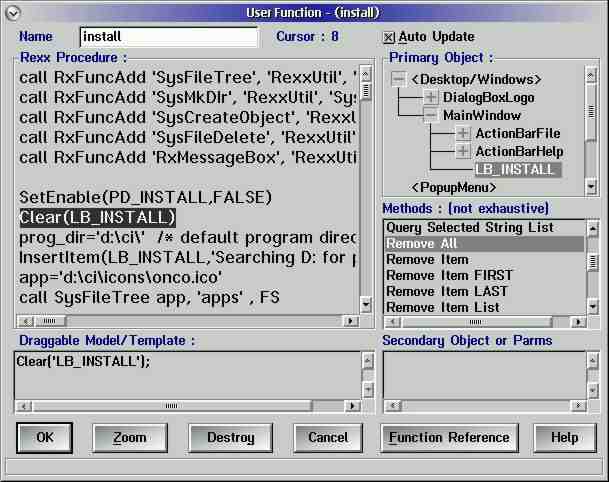 User Function edit window