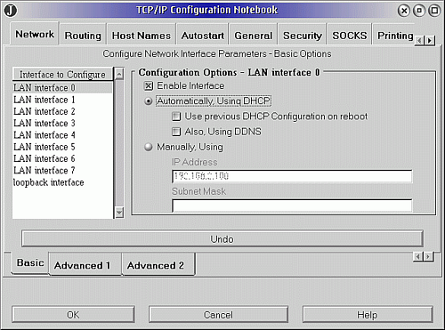 Konfiguration der LAN-Schnittstelle zur Verwendung von DHCP im TCP/IP-Einrichtungsdialog