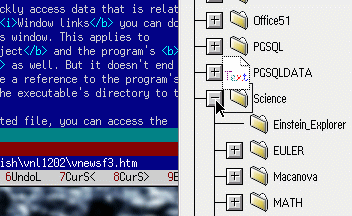 Ausklappen eines Baumes während Text aus dem Dateimanager F gezogen wird